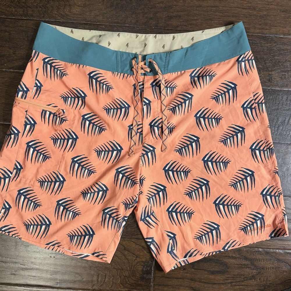 Patagonia Men's Stretch Planing Board Shorts 38‎ Quick-Dry Tropical Palm Swim